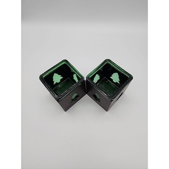 Rustic Pine Tree Candle Holders Christmas Winter Cabin Pair of Candle Holders - Picture 11 of 12